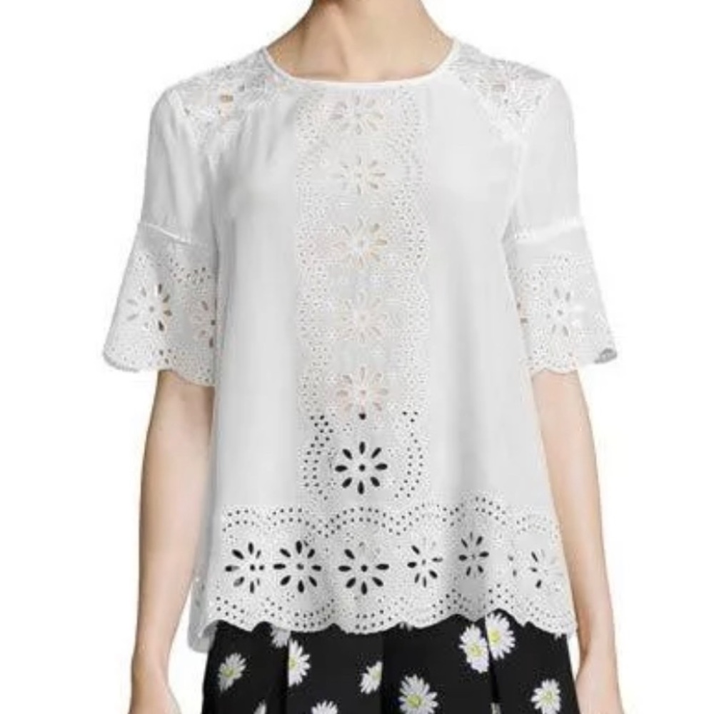 Kate Spade New York Embroidered Daisy Eyelet Swing Top